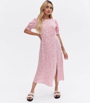 New Look Petite Pink Ditsy Floral Split Hem Midi Dress